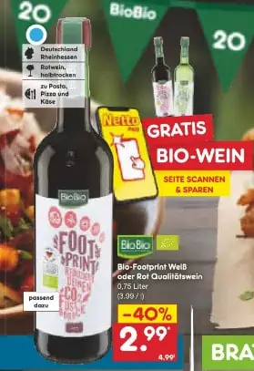 Gratis: BioBio Footprint Wein 0,75L bei Netto Marken-Discount