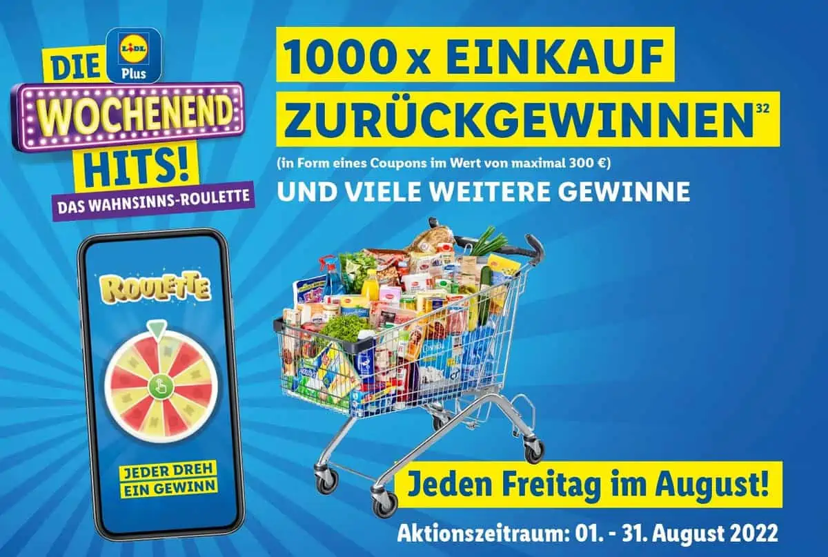 Lidl Wahnsinns-Roulette – Sofortgewinne sowie Chance auf Gratis Einkauf