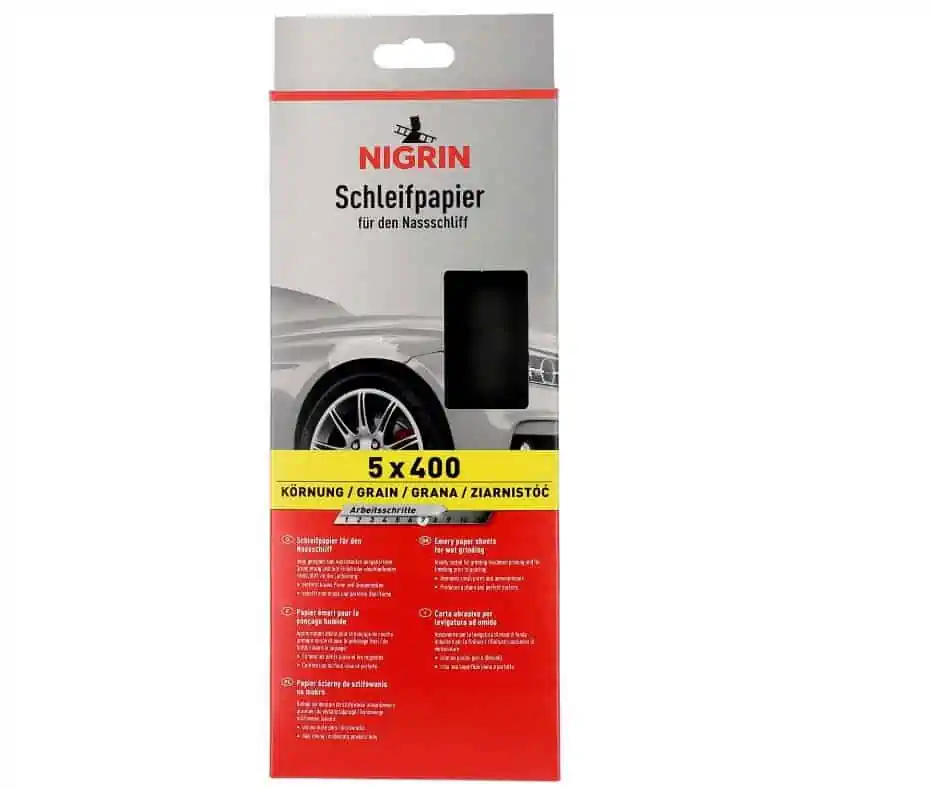 NIGRIN Schleifpapier Sortiment 3, für den Nassschliff (Körnung 400, 5 Stück) für 1,42 € [Prime] statt 3,94 €