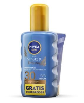 NIVEA SUN Schutz Braeune Sonnenspray LSF 30 inkl gratis Reisegroesse 200 ml 30 ml Sonnencreme mit Pro Melanin Extrakt Sonnenschutz mit UVA UVB Filtersystem Amazon de Beauty