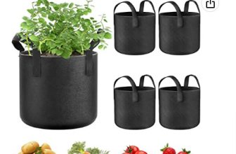 PEYOU 5 X 22L Pflanzsack aus Vliesstoff 7 Gall Pflanztasche Atmungsaktiv Beste Wurzelbehandlung