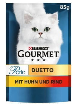 PURINA GOURMET Perle Duetto Katzenfutter nass mit Huhn und Rind 26er Pack 26 x 85g Amazon de Haustier