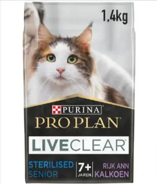 6 x 1,4kg PURINA PRO PLAN LIVECLEAR Sterilised Senior 7+ Katzenfutter trocken für 22,99 € Prime