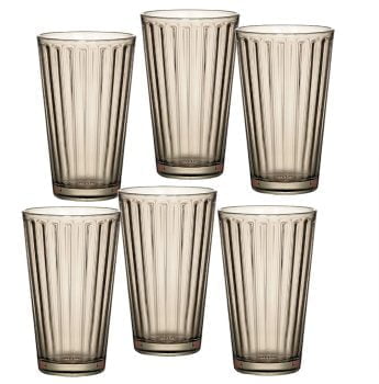 Ritzenhoff Breker Longdrinkgläser Set Lawe Stripes 6 teilig je 400 ml Rauchgrau Glas 400 mill