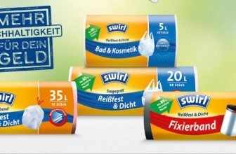 Glückliche Frau mit Swirl Öko-Müllbeutel
