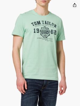 TOM TAILOR Herren T Shirt mit Logoprint 1008637 26009 Soft Jade XXL   Amazon.de  Fashion