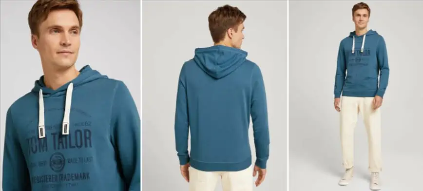 Tom Tailor Hoodie mit Print, Blau (Gr. S bis XXXL) für 14,94 € inkl. Versand (statt 28,00 €)