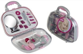 Theo Klein 5855 Frisierkoffer mit Braun Haartrockner Inkl Styling Zubehoer Robuster Koffer mit batteriebetriebenem Foen Spielzeug fuer Kinder ab 3 Jahren Amazon de Spielzeug