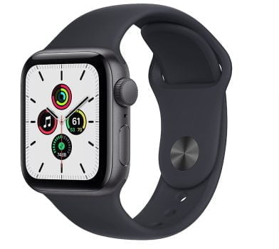 2021 Apple Watch SE GPS 40mm Aluminiumgehäuse Space Grau Sportarmband Mitternacht Regular