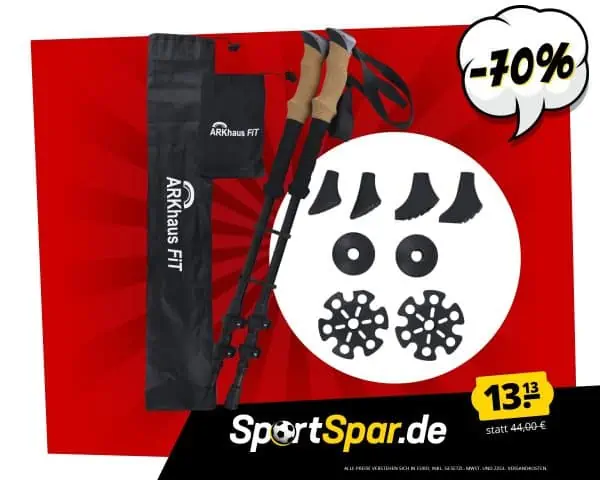 ARKhaus FiT Nordic Walking Wanderstöcke mit Korkgriff für 17,08 € inkl. Versand