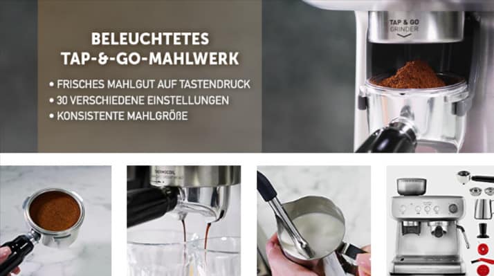 Amazon De Breville Barista Max Siebtraegermaschine Espressomaschine Kaffeemaschine Mit Integriertem Mahlwerk Und Milchaufschaeumer 2 8 L Wasserbehaelter Italienische Pumpe Mit 15 Bar Edelstahl Vcf126X