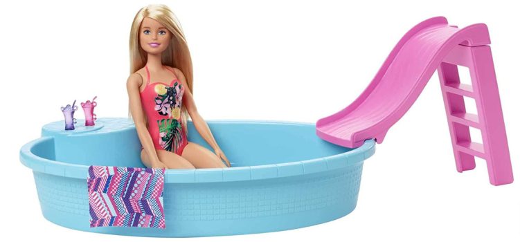 Barbie GHL91 Pool mit Rutsche und Puppe blond Spielset Puppenzubehoer Spielzeug ab 3 Jahren Amazon de Spielzeug