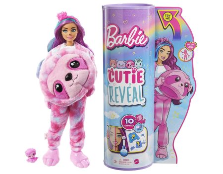 Barbie HJL59 Cutie Reveal Puppe mit Faultier Kostüm Traumland Fantasie Serie mit Farbwechsel Effe