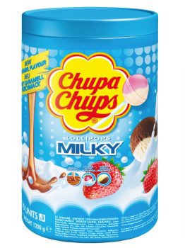 Chupa Chups Schlemmerlutscher Dose 100er Vorrat Lollis 3 cremige Geschmacksrichtungen Milky Lutsc