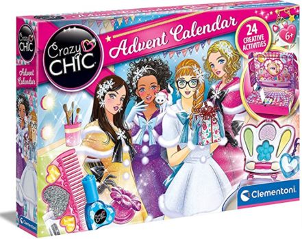 Clementoni 18673 Crazy Chic – Adventskalender wunderschöner Weihnachtskalender hinter jedem Türchen eine Überraschung Kalender mit Schmuck Make up Tattoos Amazon de Spielzeug