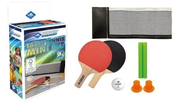 Donic Schildkröt Tischtennis Mini Set FSC Tischtennis im Miniformat 2 FSC Schläger Netz mit Saugn