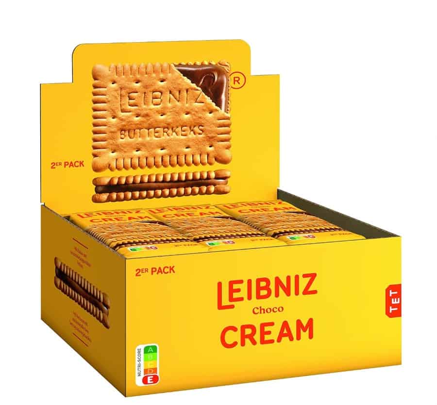 Leibniz Cream Choco, Thekenaufsteller, 2 Knusprige Butterkekse Mit Zarter Schokoladencreme, Praktisc