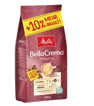 Melitta Ganze Kaffeebohnen 100 Arabica starkes Aroma intensiver Geschmack Stärke 4 BellaCrema