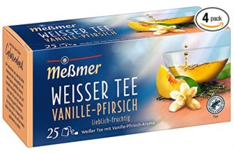 Messmer Weisser Tee Vanille Pfirsich   25 Teebeutel   Vegan   Glutenfrei   Laktosefrei 4er Pack   Am