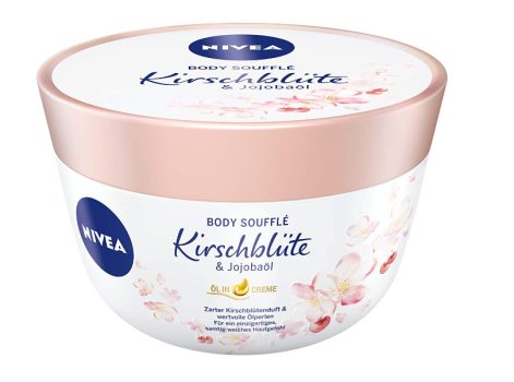 NIVEA Body Souffle Kirschbluete Jojobaoel 200 ml Koerperpflege fuer 24h Feuchtigkeit Lotion fuer trockene und sehr trockene Haut Amazon de Beauty