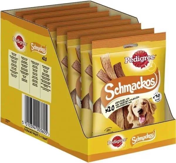 Pedigree Hundesnacks Hundeleckerli Schmackos mit Huhn 180 Stück (9 x 20 Stück) ab 8,34 € inkl. Prime-Versand
