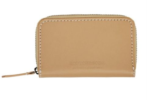 RECYCLED LEATHER ZIP COIN WALLET SAND   Online Outlet   Otrium