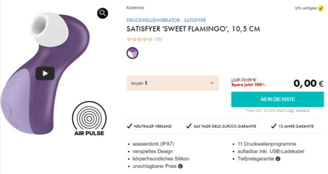 Satisfyer Sweet Flamingo Druckwellenvibrator e1662147611615