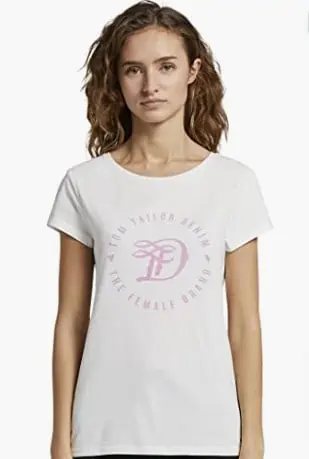 TOM TAILOR Denim Damen Basic Logo T-Shirt 100 % Baumwolle für 3,99 € (Prime)