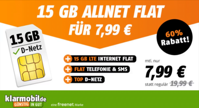 Vodafone Netz GB LTE Tarif von freenet für mtl € mit VoLTE WLAN Call Telefon SMS Flat eSIM keine AG diesmal mit SMS Flat