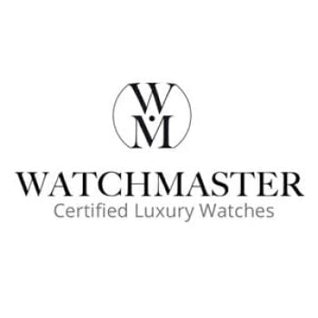 Das Logo von Watchmaster zeigt ein elegantes, stilisiertes „WM“ in einem Kreis, elegant über dem Text „Watchmaster Certified Luxury Watches“ platziert und fängt die zeitlose Eleganz der Marke ein.