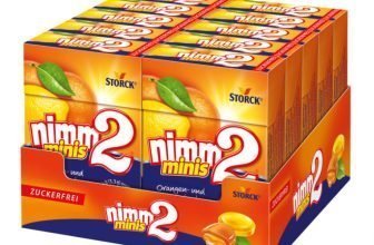 nimm2 Bonbons minis zuckerfrei – 10 x 40g Box – Gefuellte Bonbons mit Fruchtsaft und Vitaminen Amazon de Beauty