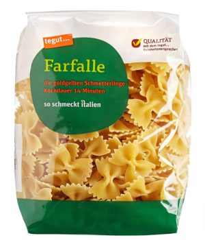 tegut Italienische Nudeln Farfalle 1 x 500 g Amazon de Lebensmittel Getraenke