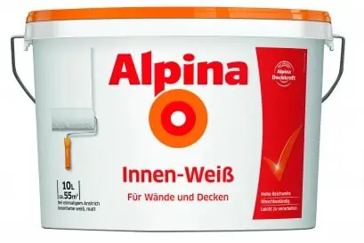 Alpina – Innenweiß Wandfarbe 10 l, weiß matt