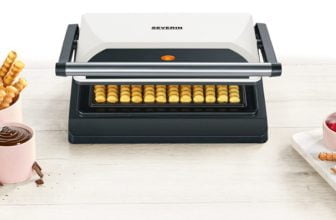 Amazon de SEVERIN Waffelpommes Maker antihaftbeschichtetes Waffeleisen fuer 12 Waffeln in Pommes Form kompaktes Waffeleisen im Slim Design ca 800 W Leistung beige WA 2114