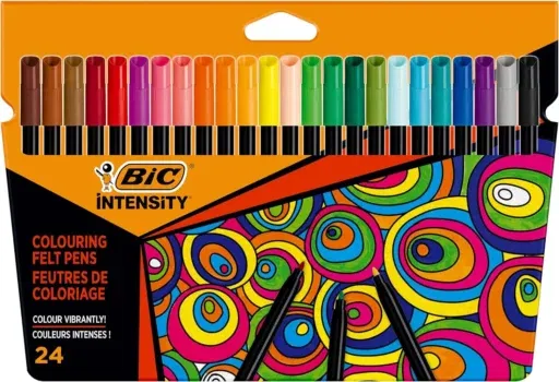 BIC Intensity Filzstifte, zum Malen für Erwachsene und Kinder, in 24 auswaschbaren Farben