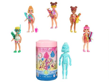 Barbie GTT25 Chelsea Color Reveal Puppe Sand Sonne Sortiment mit Enthüllungseffekt mit 1 Überras