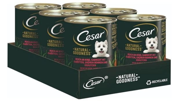 CESAR Premium Hundenassfutter in der Dose NATURAL GOODNESS Dose mit Rind 6 x 400g   Amazon.de