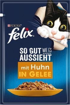 FELIX So gut wie es aussieht Katzenfutter nass in Gelee mit Huhn e1665469943711