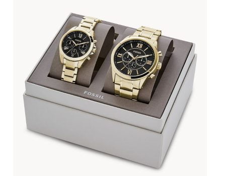 FOSSIL Geschenkset Uhren His and Hers Chronograph Edelstahl