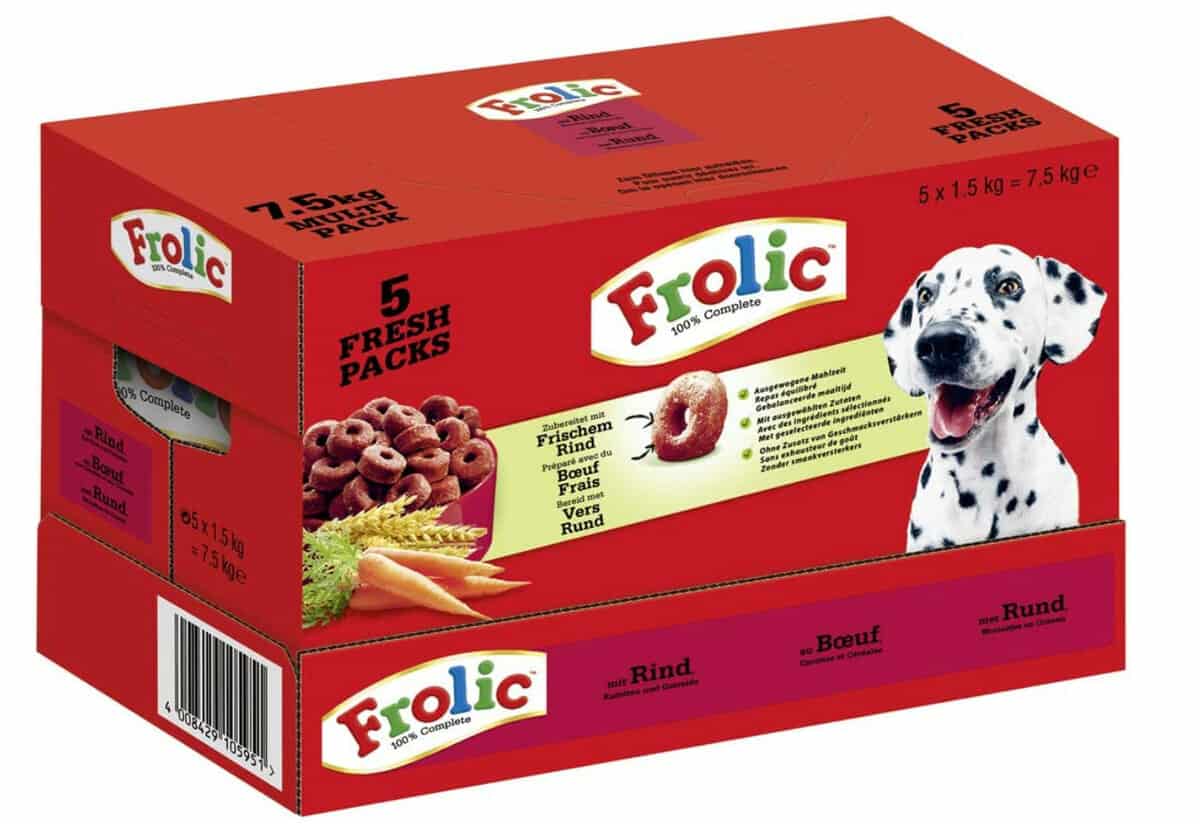 Frolic Hundefutter Trockenfutter mit Rind, Karotten und Getreide, 1 Karton (5 x 1,5kg) ab 14,99 € inkl. Prime-Versand (statt 22,45 €)