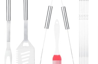 Knirolyz Grillzubehör 10 Stück Edelstahl Grillbesteck Outdoor BBQ Set Premium Gasgrill Zubehör Unv