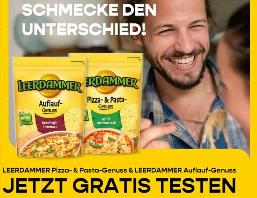 Gratis testen: Leerdammer Auflauf-Genuss oder Pizza und Pasta-Genuss
