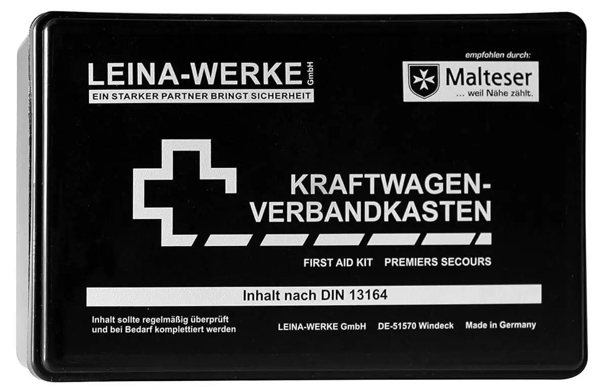 Leina-Werke 10002 KFZ-Verbandkasten Standard, Schwarz/Weiß für 5,49 € inkl. Prime-Versand (statt 11,57 €)