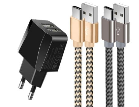 OTISA USB Ladegeraet mit USB C Ladekabel Datenkabel