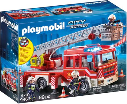 PLAYMOBIL City Action 9463 Feuerwehr Leiterfahrzeug mit abnehmbarem Dach und Anhaengerkupplung e1665476787118