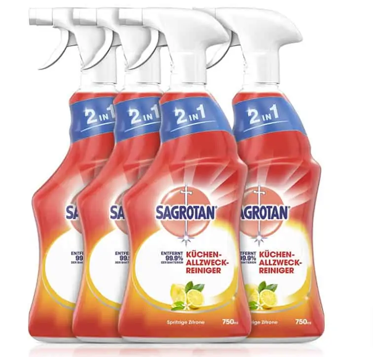 Sagrotan Küchen-Allzweck-Reiniger Spritzige Zitrone 4er-Pack (4 x 750 ml) ab 7,32€ inkl. Prime-Versand (statt 15,00 €)