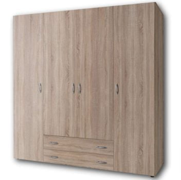 Stella Trading BASE Zeitloser Kleiderschrank in drei verschiedenen Groessen Vielseitiger Drehtuerenschrank in Eiche Sonoma Optik 160 x 177 x 52 cm B H T Amazon de Kueche Haushalt Wohnen