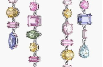 Swarovski Gema Drop Ohrhänger Rhodinierte Lange Hängeohrringe mit Mehfarbigen Swarovski Kristallen