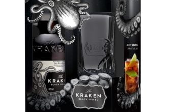 The Kraken Black Spiced Rum mit Glas in Geschenkverpackung 07L e1666768166506