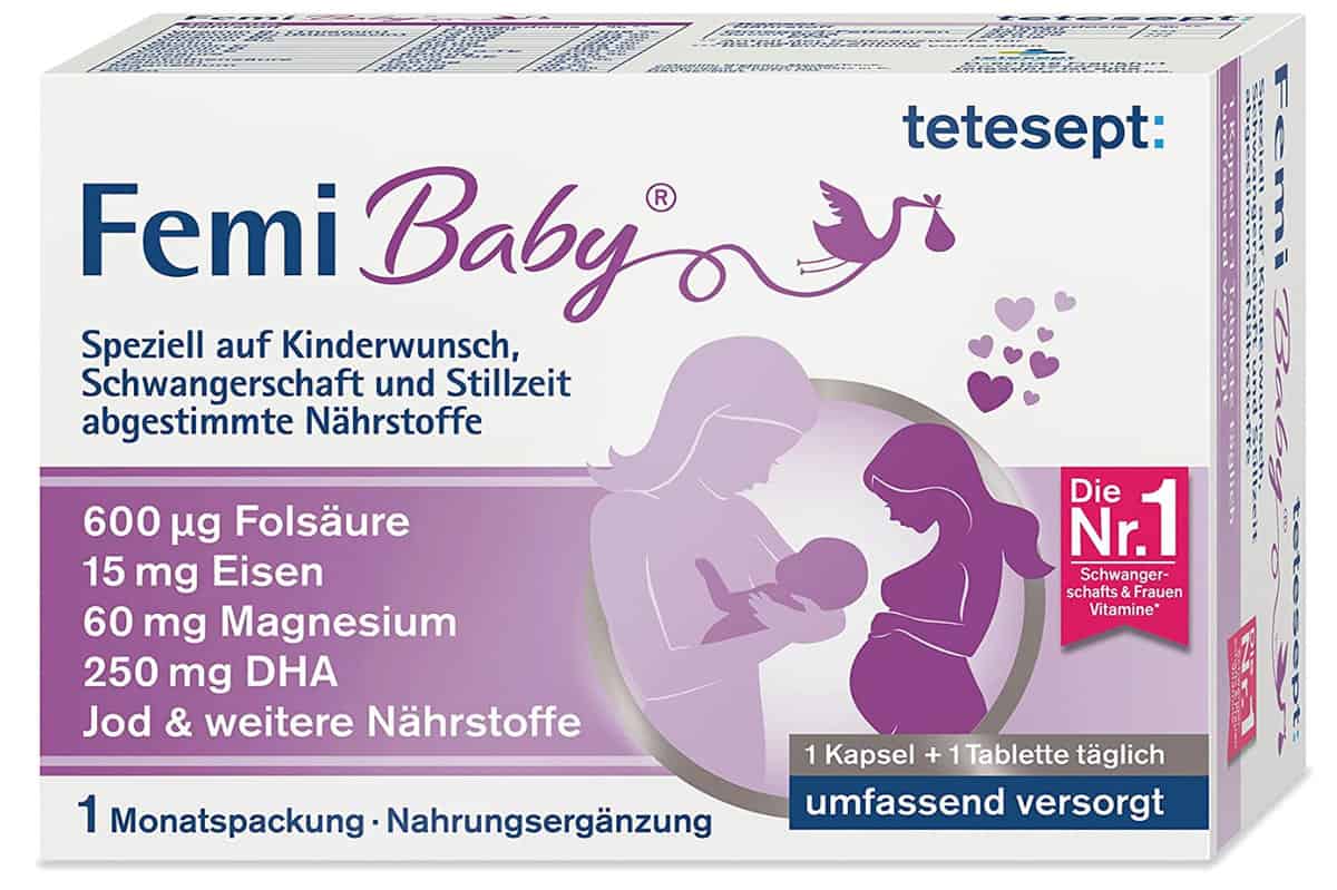 Tetesept Femi Baby – 16 Nährstoffe Für Kinderwunsch Schwangerschaft Stillzeit – Mit Folsäure Eis